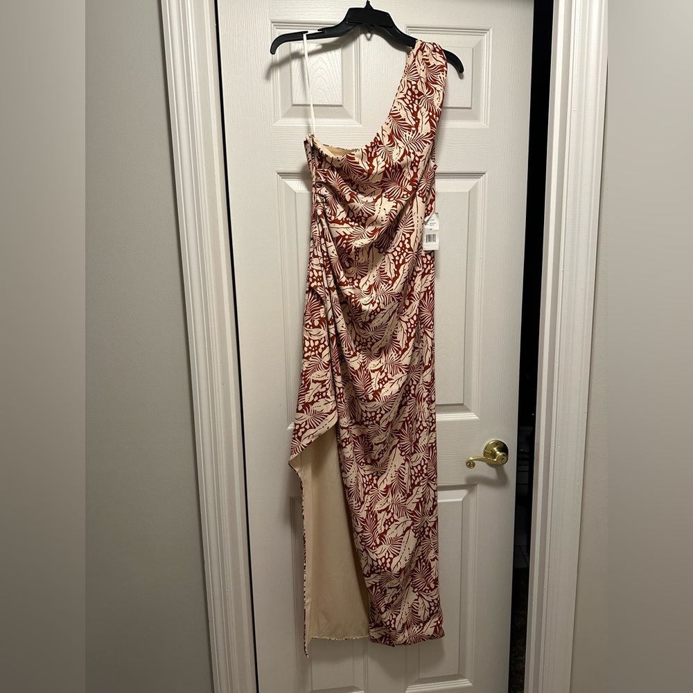 Alexia Admor - Asymmetrical one shoulder dress - Brown Palm - Size 12